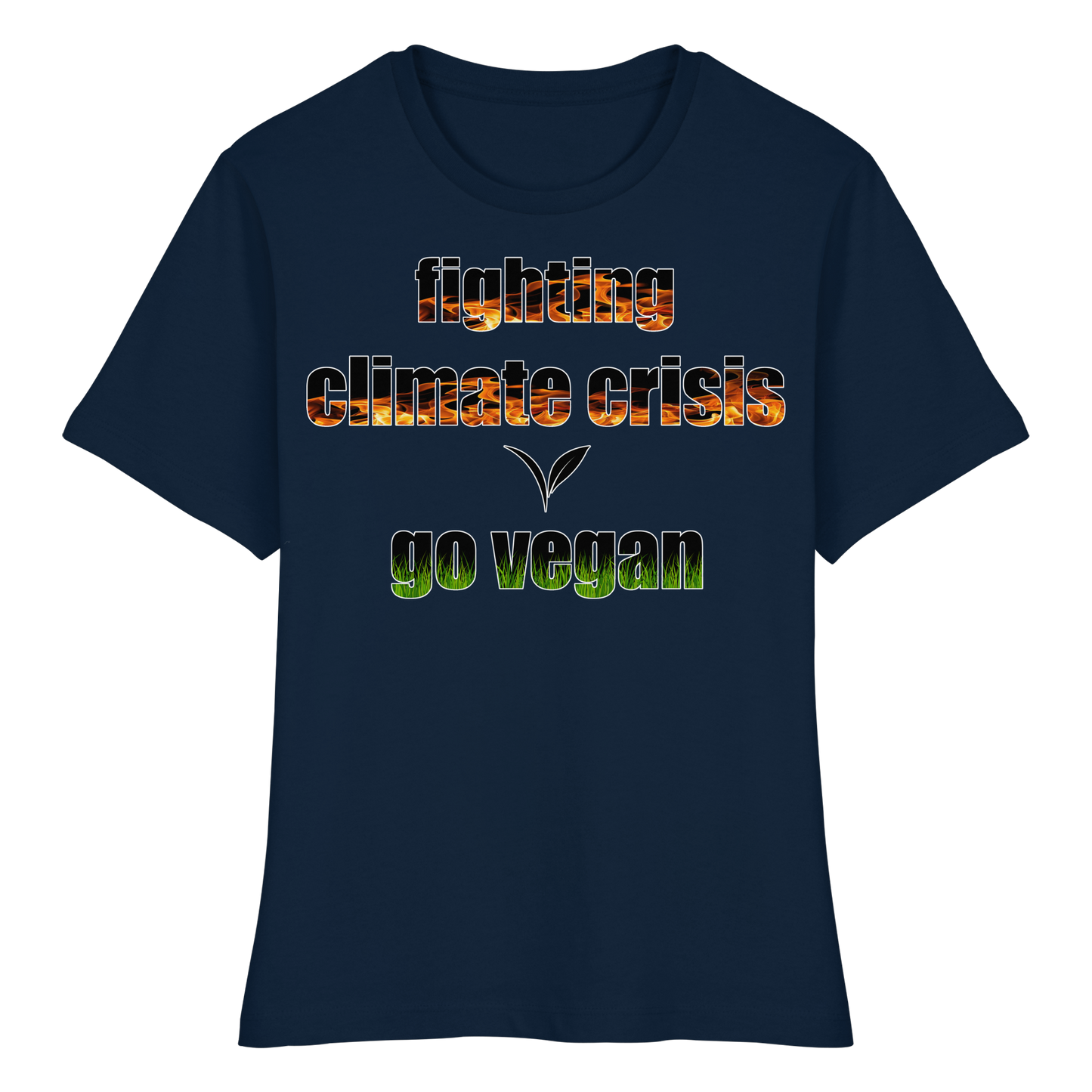 vegwear "fighting climate cirsis" - eng geschnittenes Damen Bio T-Shirt vegan & klimafreundlich