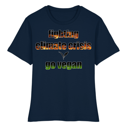 vegwear "fighting climate cirsis" - eng geschnittenes Damen Bio T-Shirt vegan & klimafreundlich