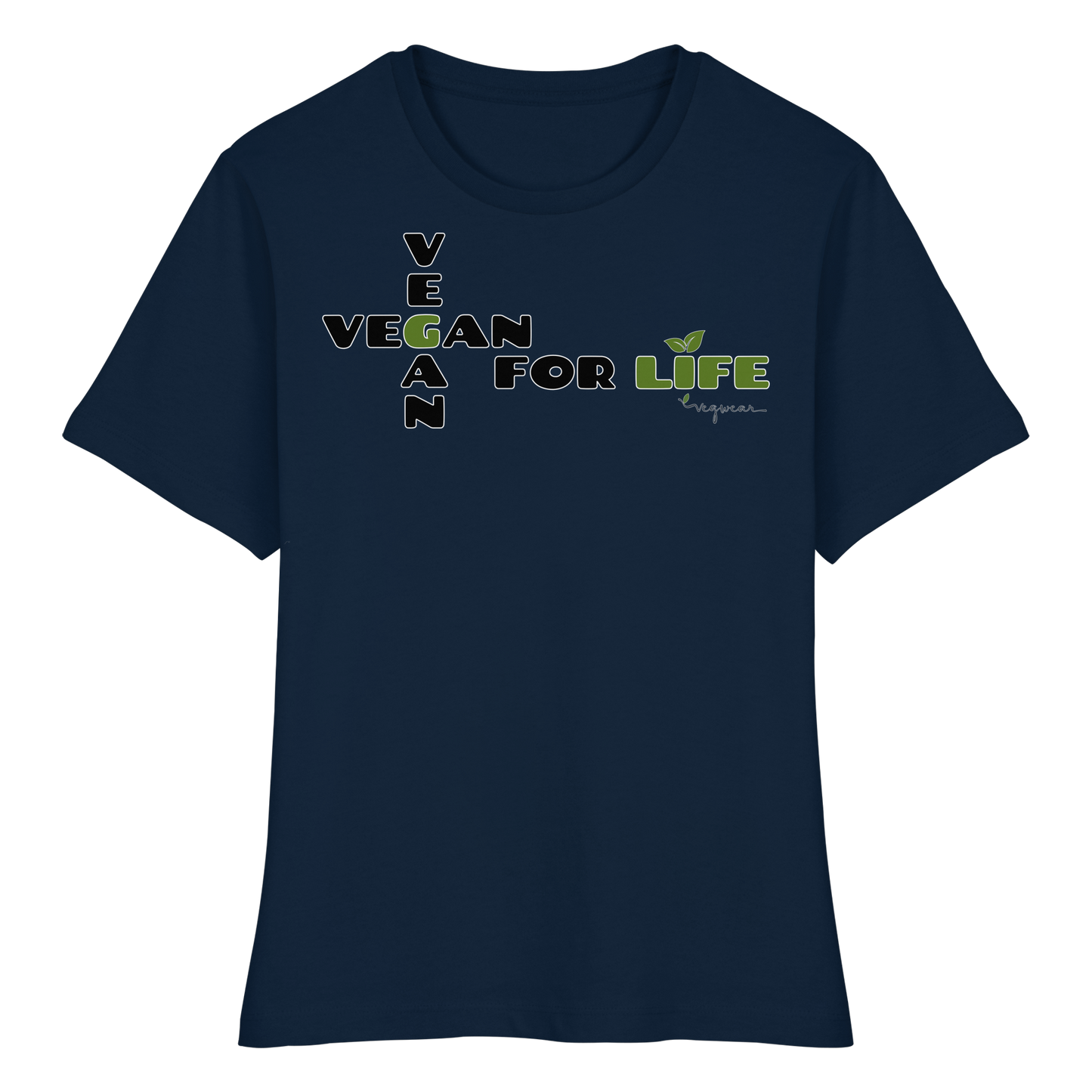 vegwear "vegan for life" - eng geschnittenes Damen T-Shirt, bio vegan fair