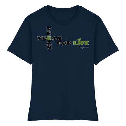 vegwear "vegan for life" - eng geschnittenes Damen T-Shirt, bio vegan fair