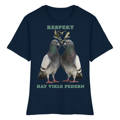vegwear "Respekt hat viele Federn" - eng geschnittenes Damen T-Shirt