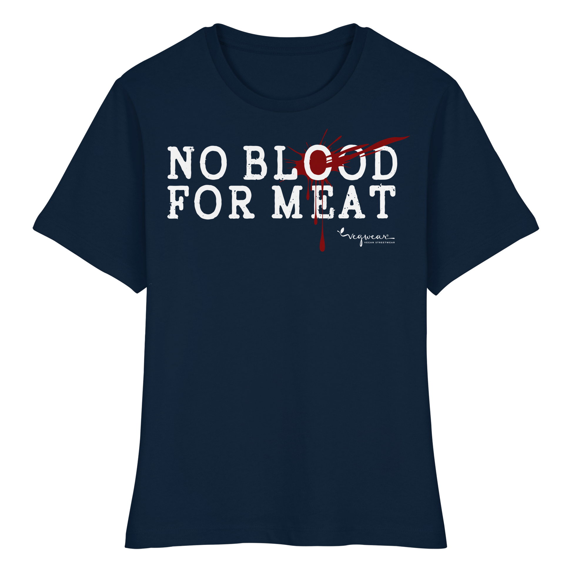 Kurzarm-T-Shirt für Damen: 'no blood for meat' T-Shirt | vegwear