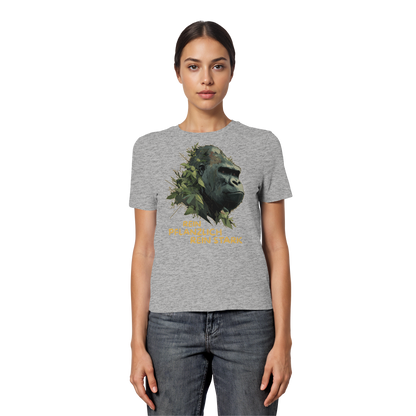 vegwear "Gorilla, rein pflanzlich rein stark" - eng geschnittenes Damen T-Shirt, bio vegan