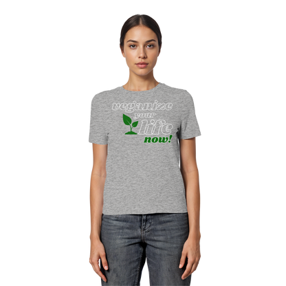 vegwear "veganize your life"  - eng geschnittenes Damen T-Shirt, bio, vegan, nachhaltig