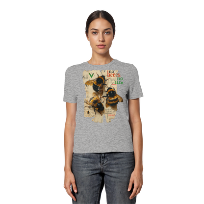 vegwear "no bees no life" - eng geschnittenes Damen T-Shirt, bio, vegan