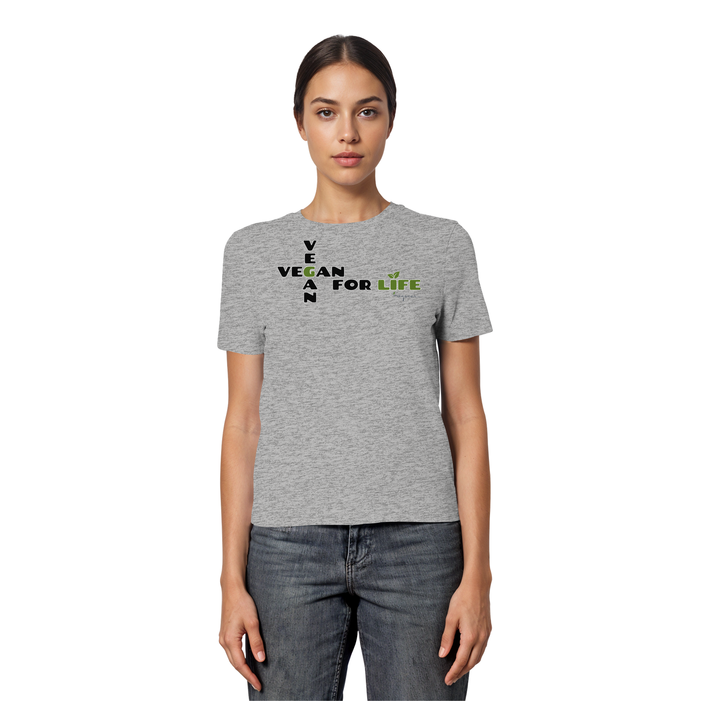 vegwear "vegan for life" - eng geschnittenes Damen T-Shirt, bio vegan fair