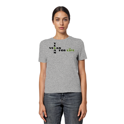 vegwear "vegan for life" - eng geschnittenes Damen T-Shirt, bio vegan fair
