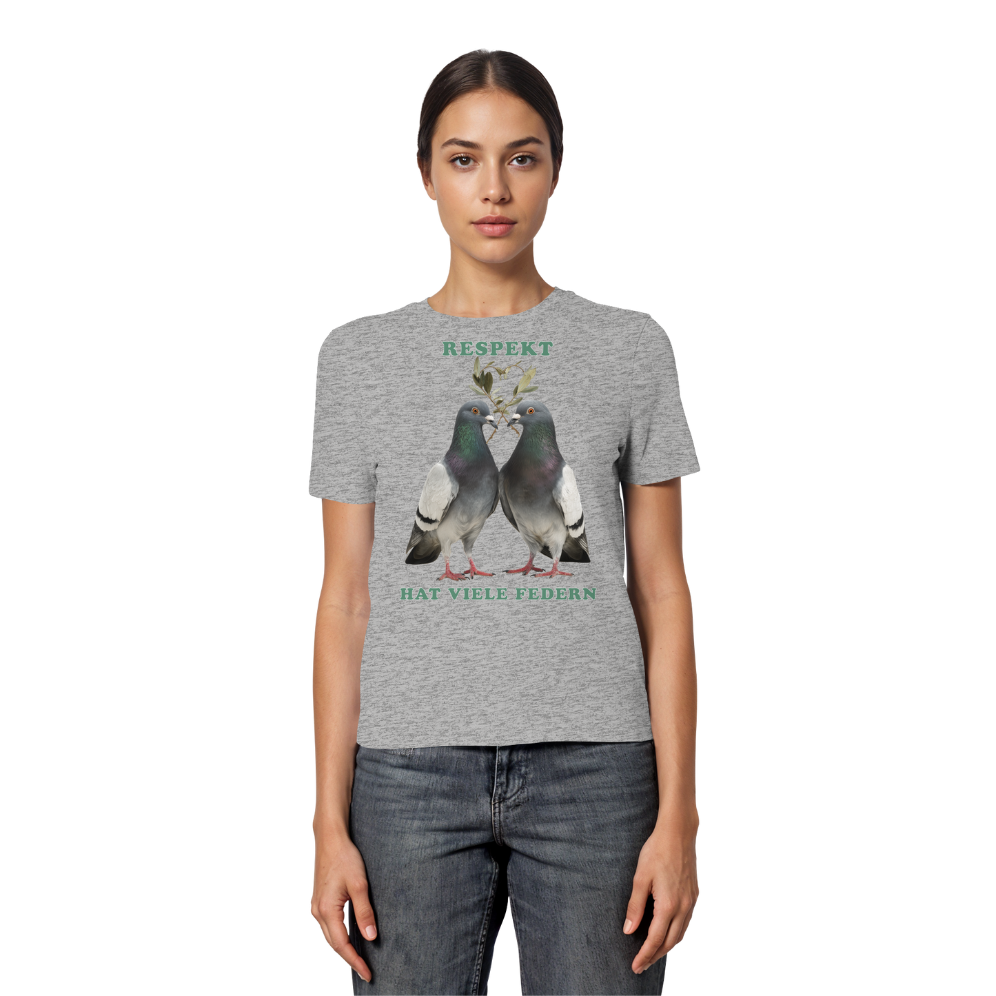 vegwear "Respekt hat viele Federn" - eng geschnittenes Damen T-Shirt