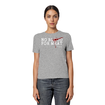 Kurzarm-T-Shirt für Damen: 'no blood for meat' T-Shirt | vegwear