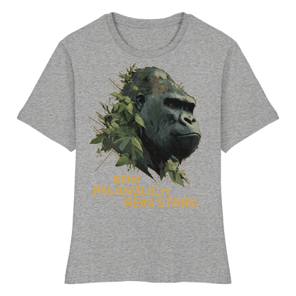 vegwear "Gorilla, rein pflanzlich rein stark" - eng geschnittenes Damen T-Shirt, bio vegan