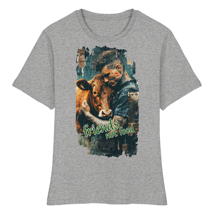 vegwear "friends not food" - eng geschnittenes Damen T-Shirt, bio, vegan