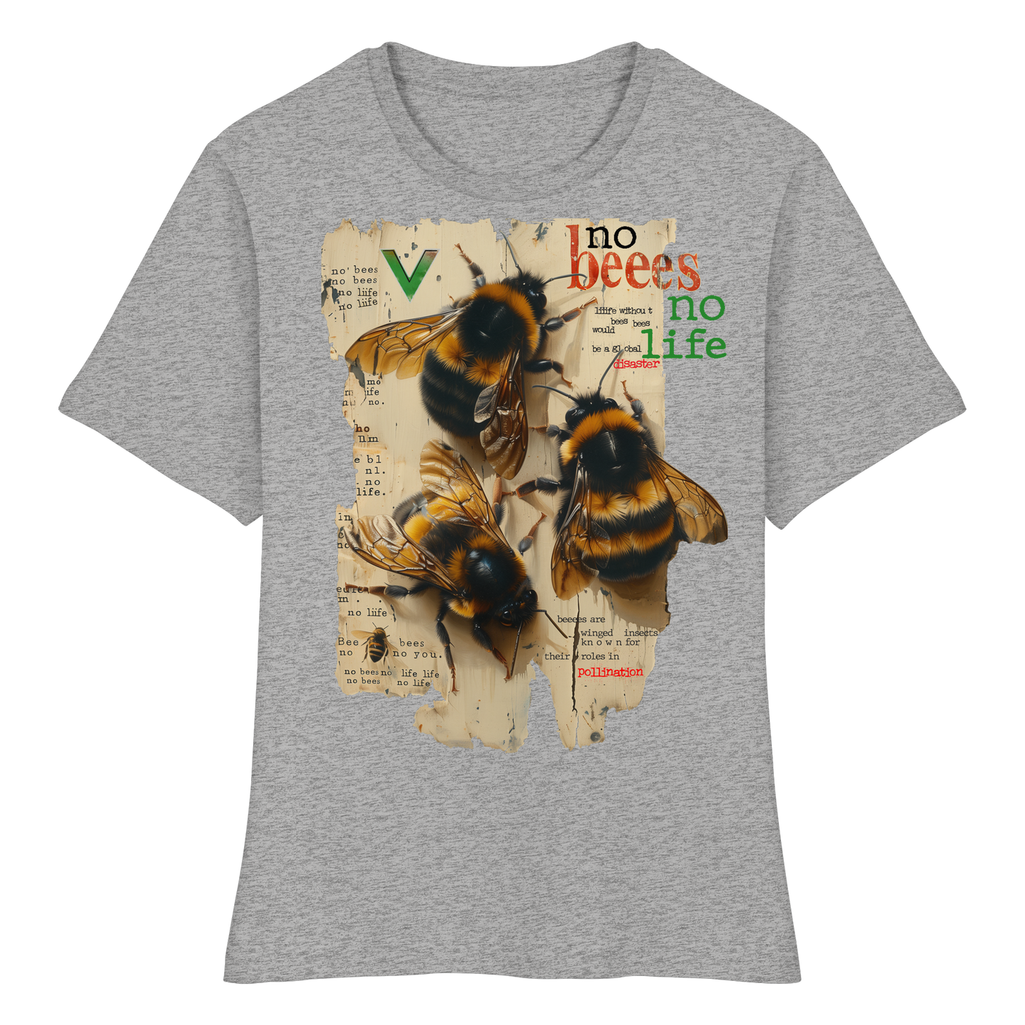 vegwear "no bees no life" - eng geschnittenes Damen T-Shirt, bio, vegan