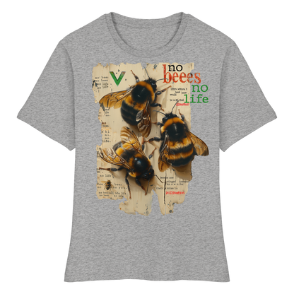 vegwear "no bees no life" - eng geschnittenes Damen T-Shirt, bio, vegan