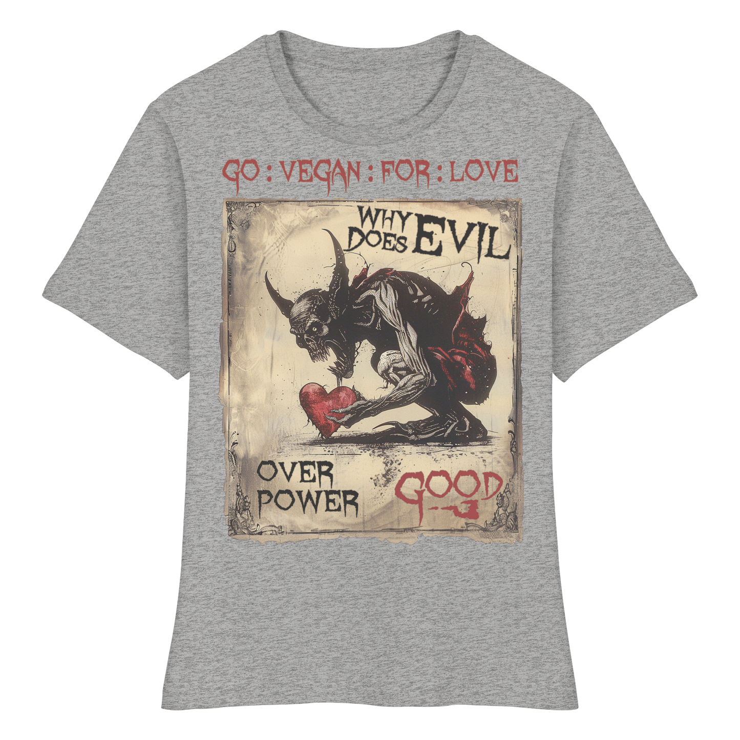 vegwear "why does evil" - eng geschnittenes Damen Bio T-Shirt