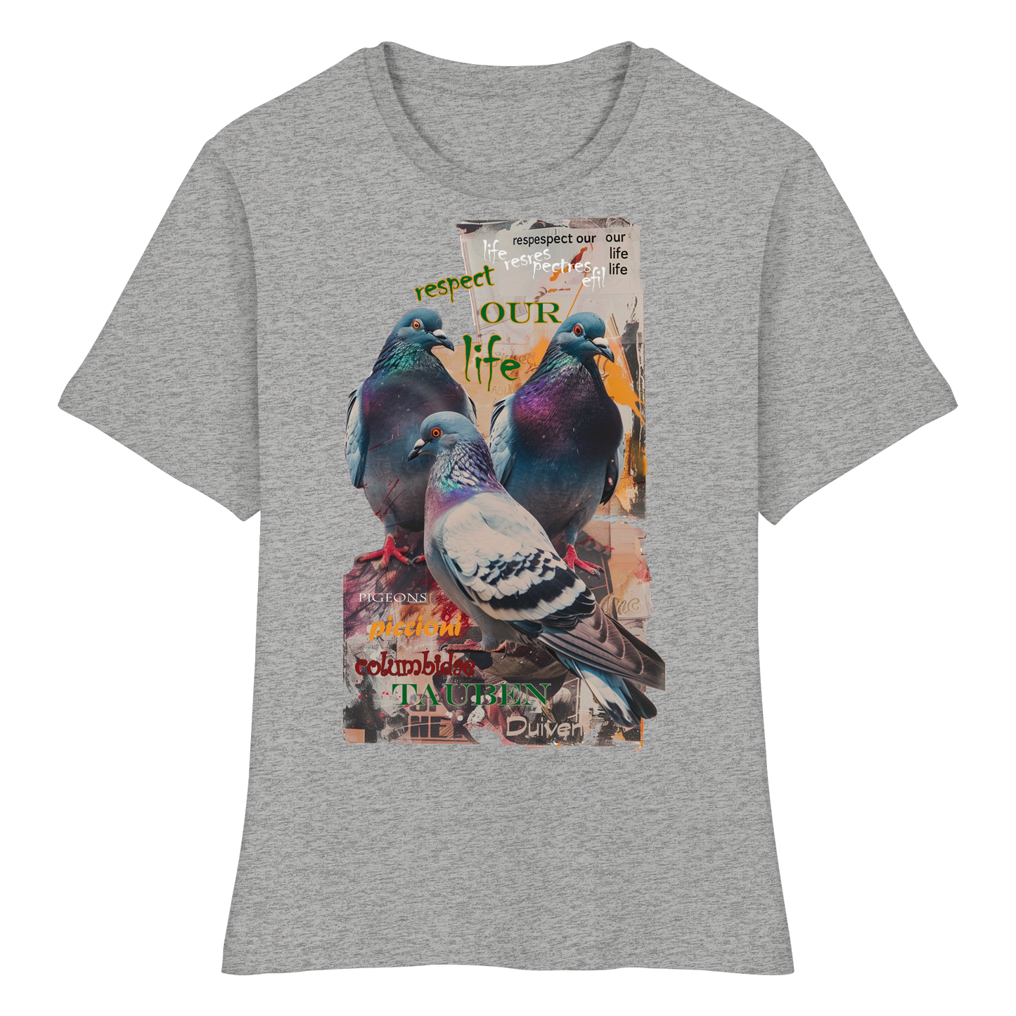 vegwear "respect our life - Tauben" - eng geschnittenes Damen Bio T-Shirt
