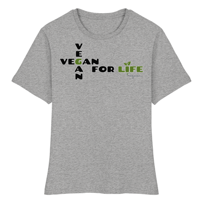 vegwear "vegan for life" - eng geschnittenes Damen T-Shirt, bio vegan fair