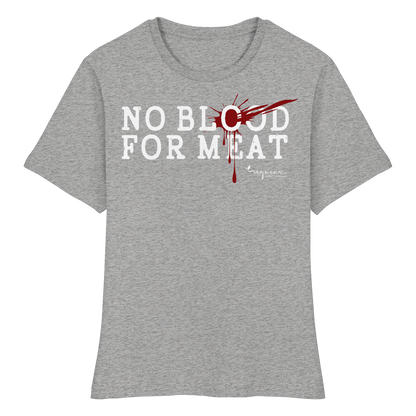 Kurzarm-T-Shirt für Damen: 'no blood for meat' T-Shirt | vegwear