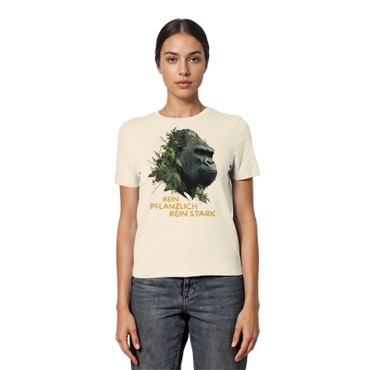 vegwear "Gorilla, rein pflanzlich rein stark" - eng geschnittenes Damen T-Shirt, bio vegan