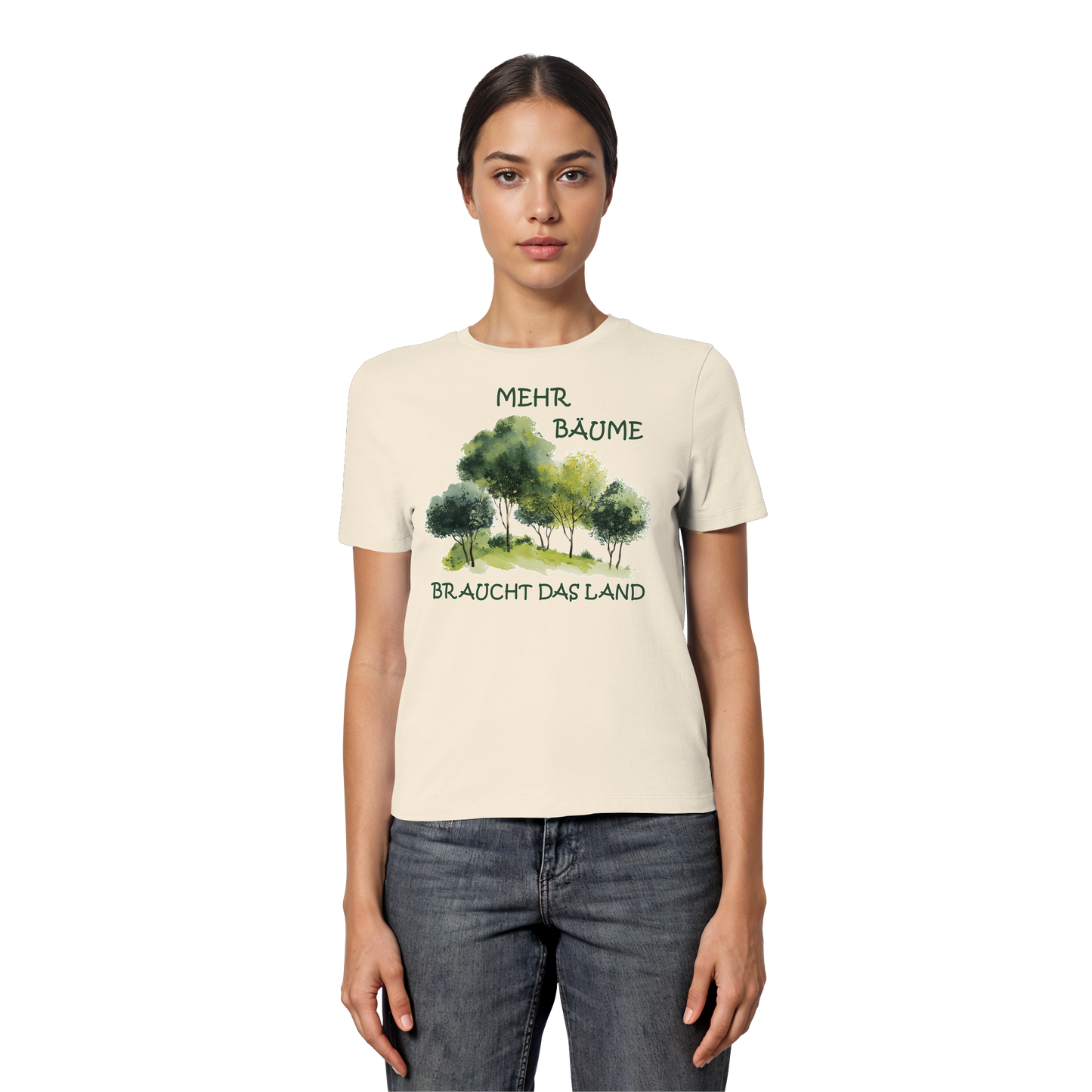 vegwear "mehr Bäume braucht das Land" - eng geschnittenes Damen Bio T-Shirt, vegan, fair, nachhaltig