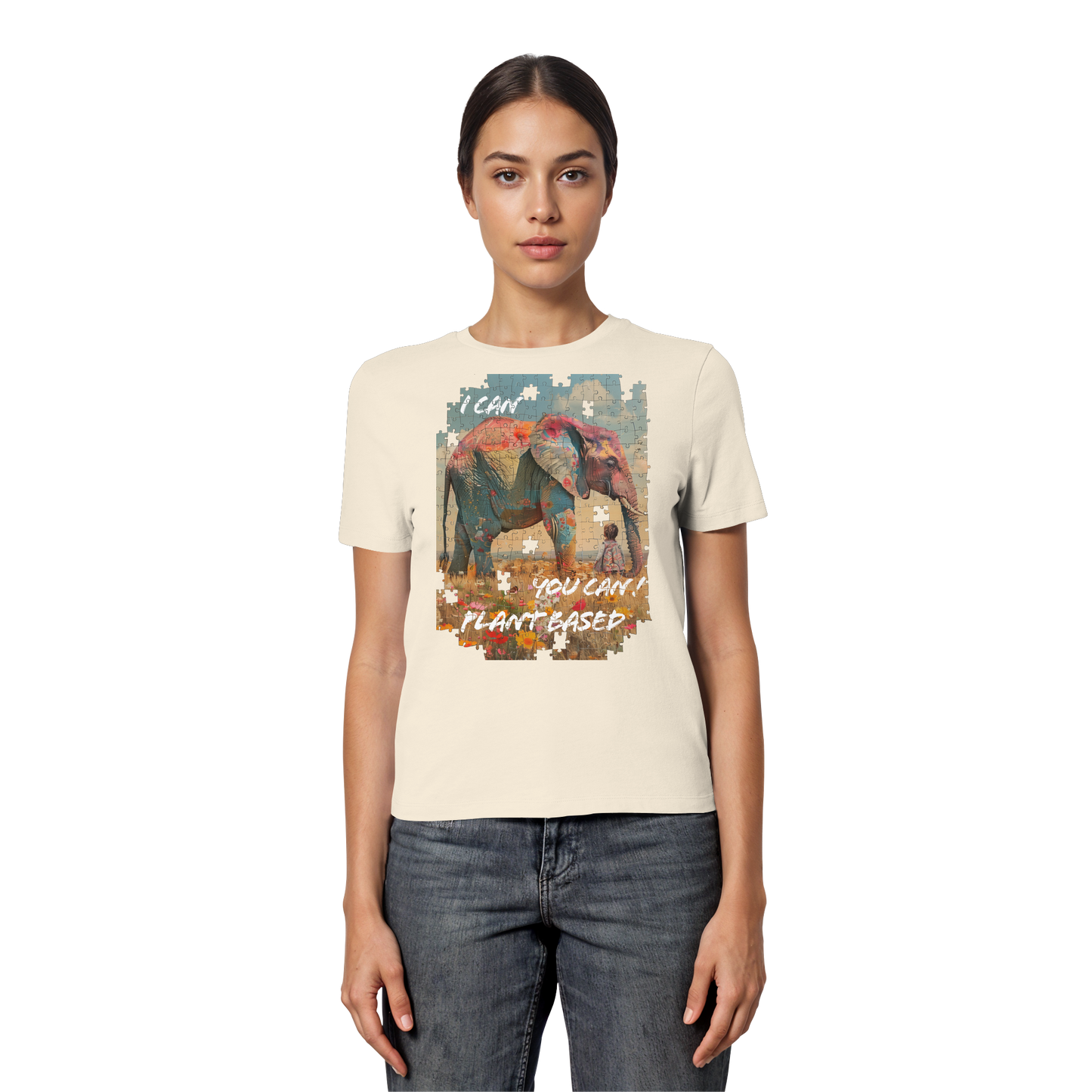 vegwear "I can you can"- eng geschnittenes Damen T-Shirt, bio, vegan