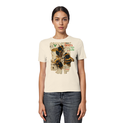 vegwear "no bees no life" - eng geschnittenes Damen T-Shirt, bio, vegan