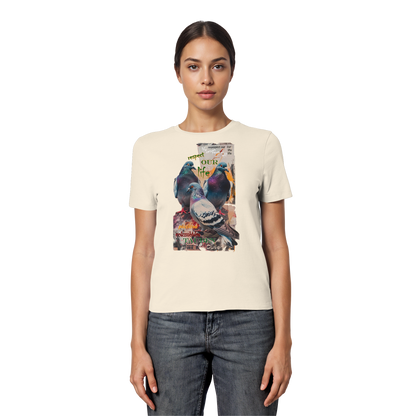 vegwear "respect our life - Tauben" - eng geschnittenes Damen Bio T-Shirt