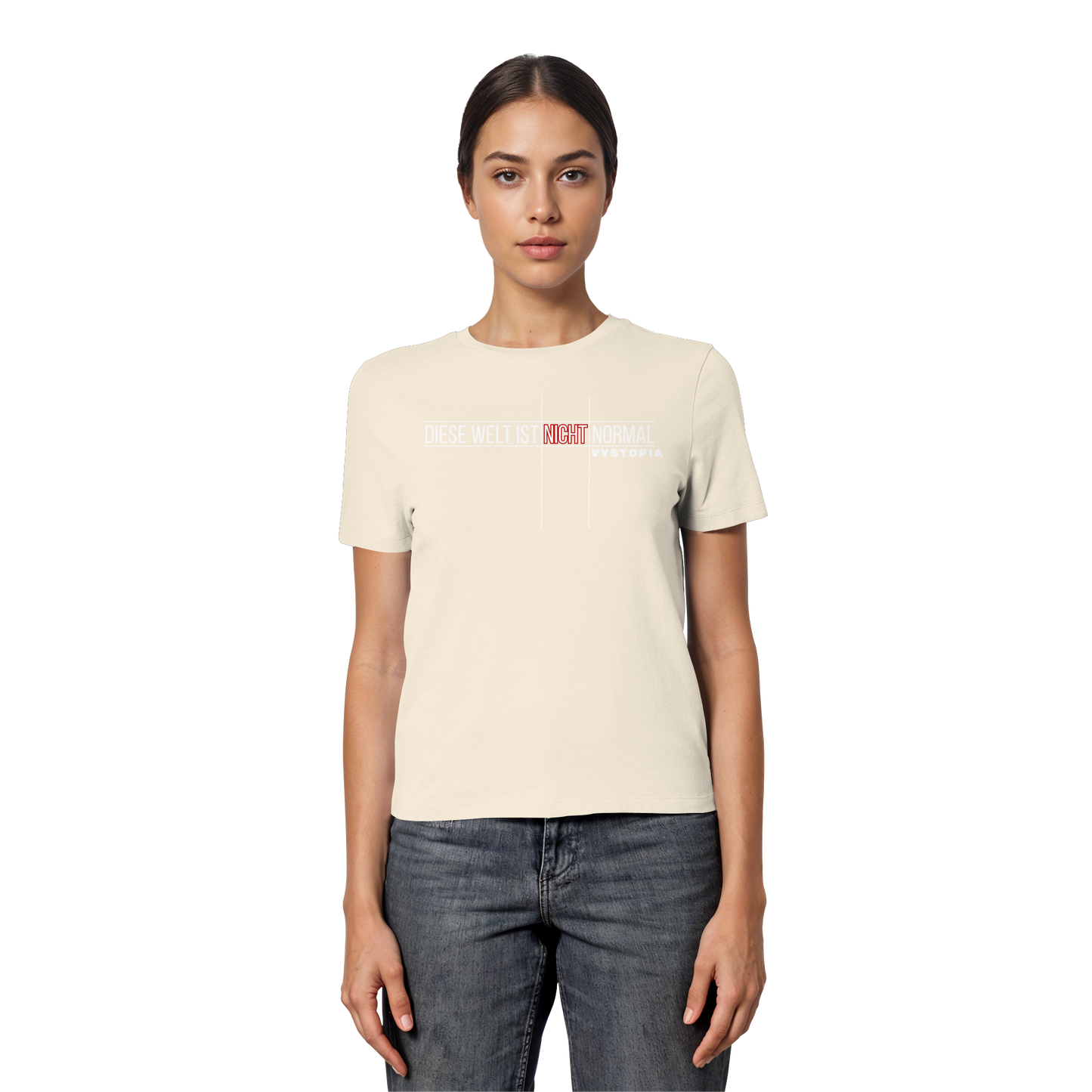 vegwear "Diese Welt ist nicht normal" - eng geschnittenes Damen Bio T-Shirt