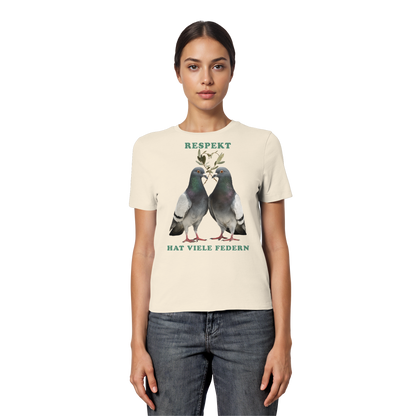 vegwear "Respekt hat viele Federn" - eng geschnittenes Damen T-Shirt