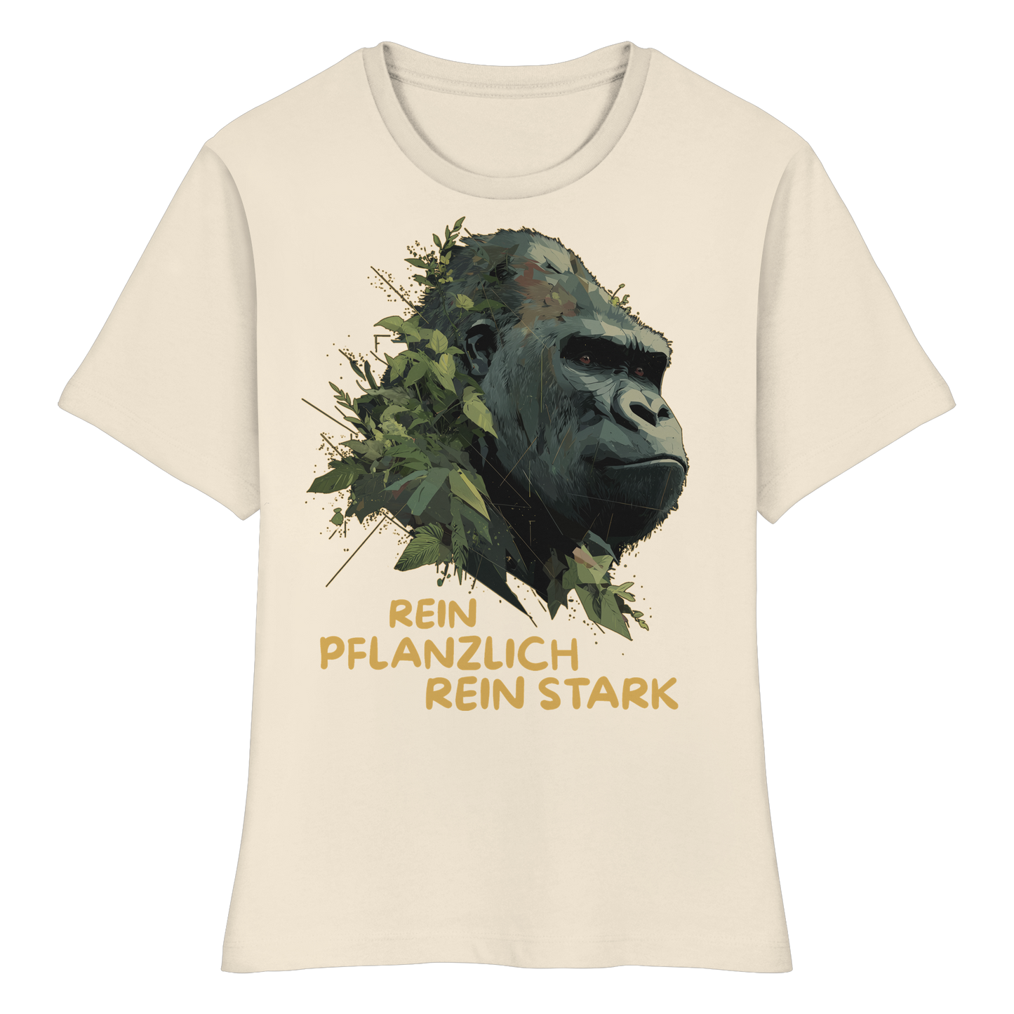 vegwear "Gorilla, rein pflanzlich rein stark" - eng geschnittenes Damen T-Shirt, bio vegan