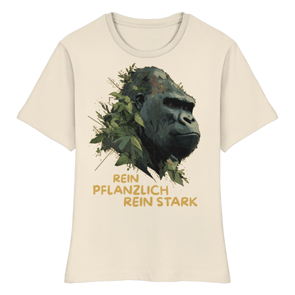 vegwear "Gorilla, rein pflanzlich rein stark" - eng geschnittenes Damen T-Shirt, bio vegan