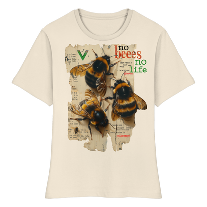 vegwear "no bees no life" - eng geschnittenes Damen T-Shirt, bio, vegan