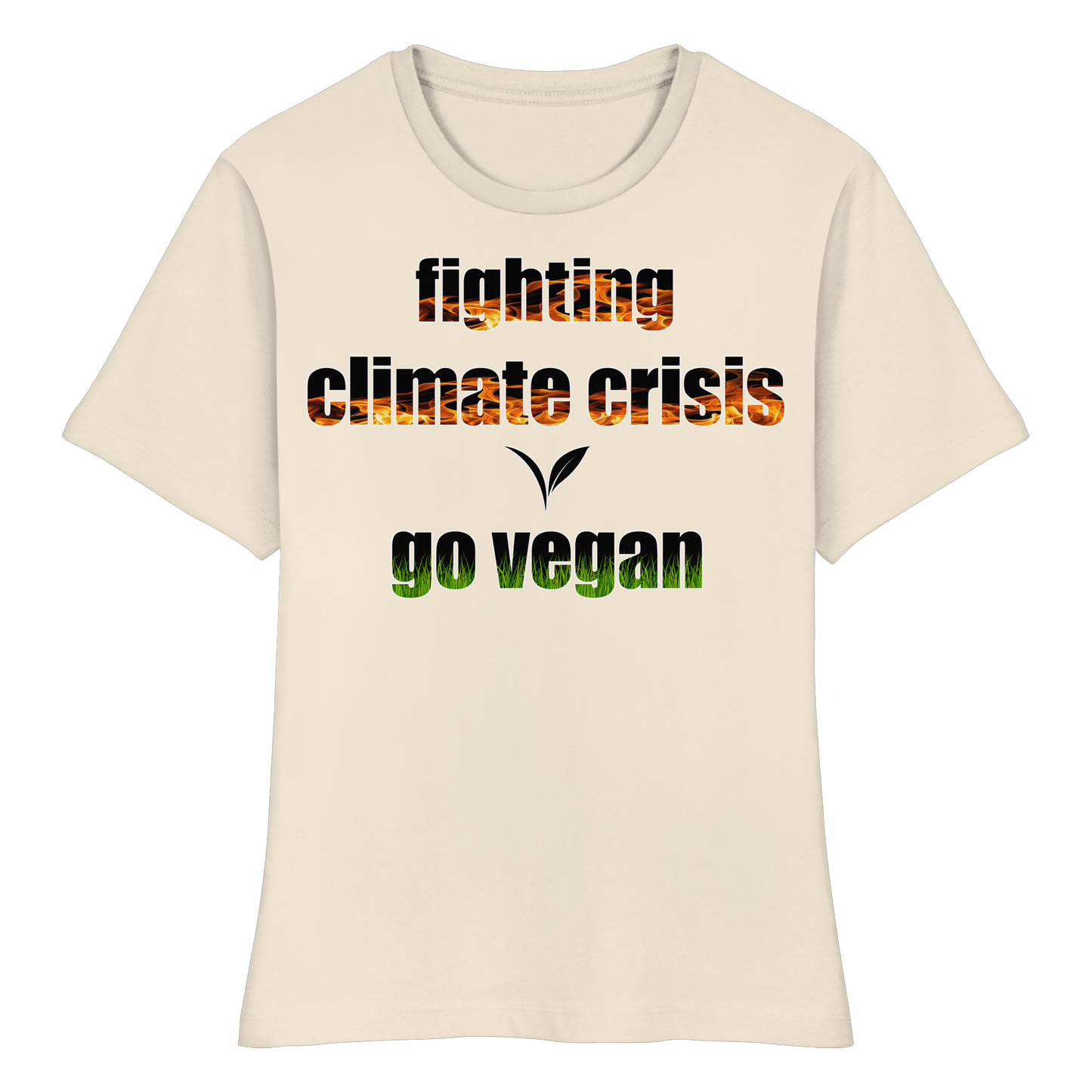 vegwear "fighting climate cirsis" - eng geschnittenes Damen Bio T-Shirt vegan & klimafreundlich