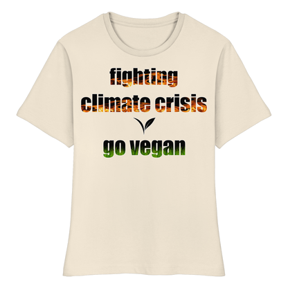 vegwear "fighting climate cirsis" - eng geschnittenes Damen Bio T-Shirt vegan & klimafreundlich