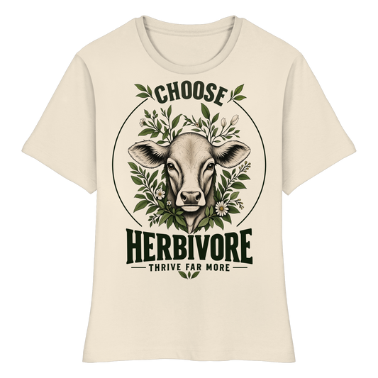veganes, eng geschnittenes Damen T-Shirt - "choose herbivore" - Bio Baumwolle - vegwear