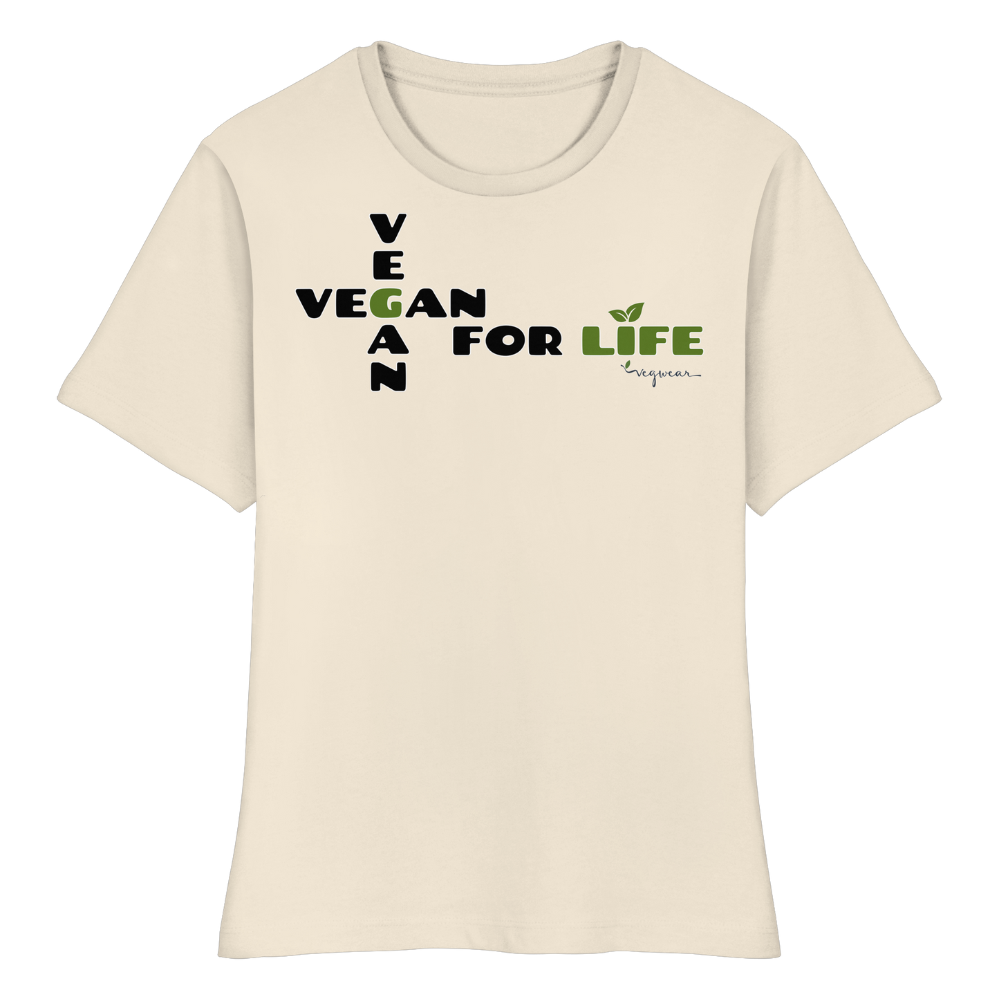 vegwear "vegan for life" - eng geschnittenes Damen T-Shirt, bio vegan fair