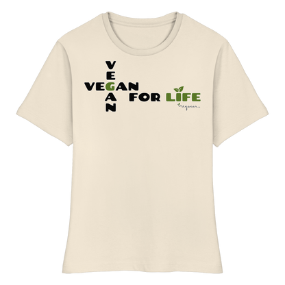 vegwear "vegan for life" - eng geschnittenes Damen T-Shirt, bio vegan fair