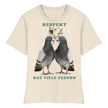 vegwear "Respekt hat viele Federn" - eng geschnittenes Damen T-Shirt