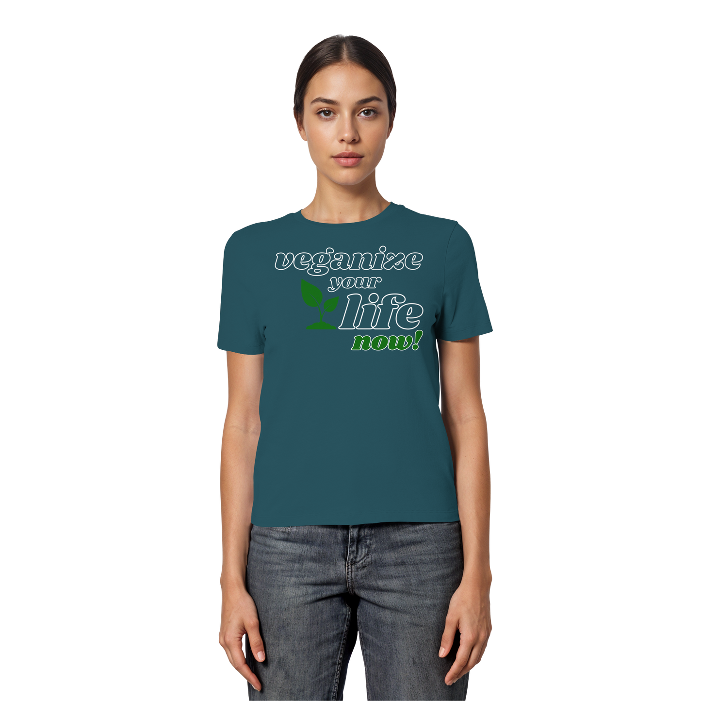 vegwear "veganize your life"  - eng geschnittenes Damen T-Shirt, bio, vegan, nachhaltig