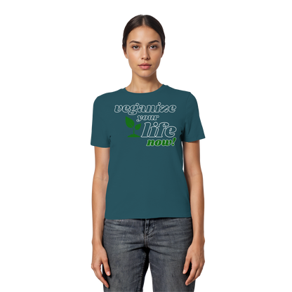 vegwear "veganize your life"  - eng geschnittenes Damen T-Shirt, bio, vegan, nachhaltig