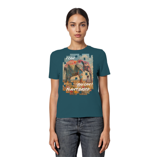 vegwear "I can you can"- eng geschnittenes Damen T-Shirt, bio, vegan