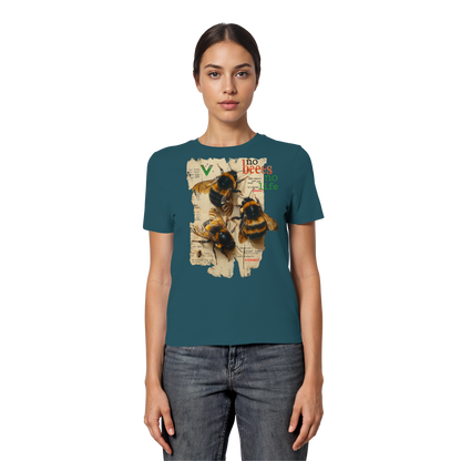 vegwear "no bees no life" - eng geschnittenes Damen T-Shirt, bio, vegan
