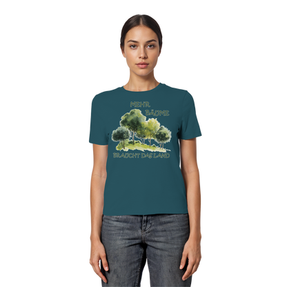 vegwear "mehr Bäume braucht das Land" - eng geschnittenes Damen Bio T-Shirt, vegan, fair, nachhaltig