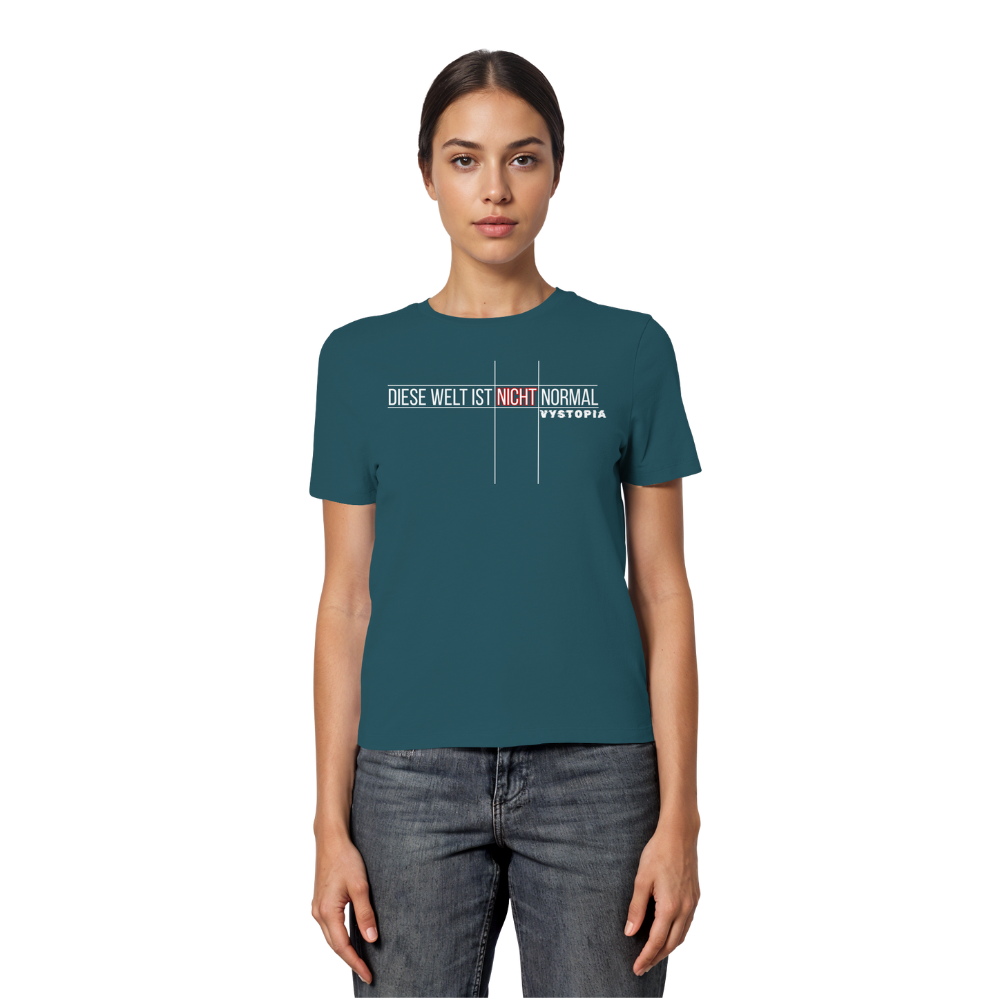 vegwear "Diese Welt ist nicht normal" - eng geschnittenes Damen Bio T-Shirt