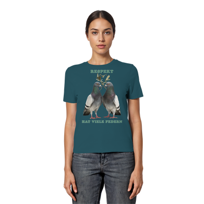 vegwear "Respekt hat viele Federn" - eng geschnittenes Damen T-Shirt