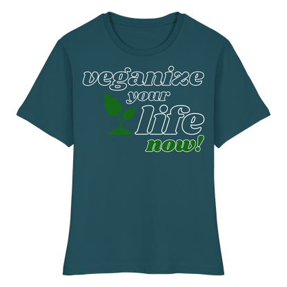 vegwear "veganize your life"  - eng geschnittenes Damen T-Shirt, bio, vegan, nachhaltig