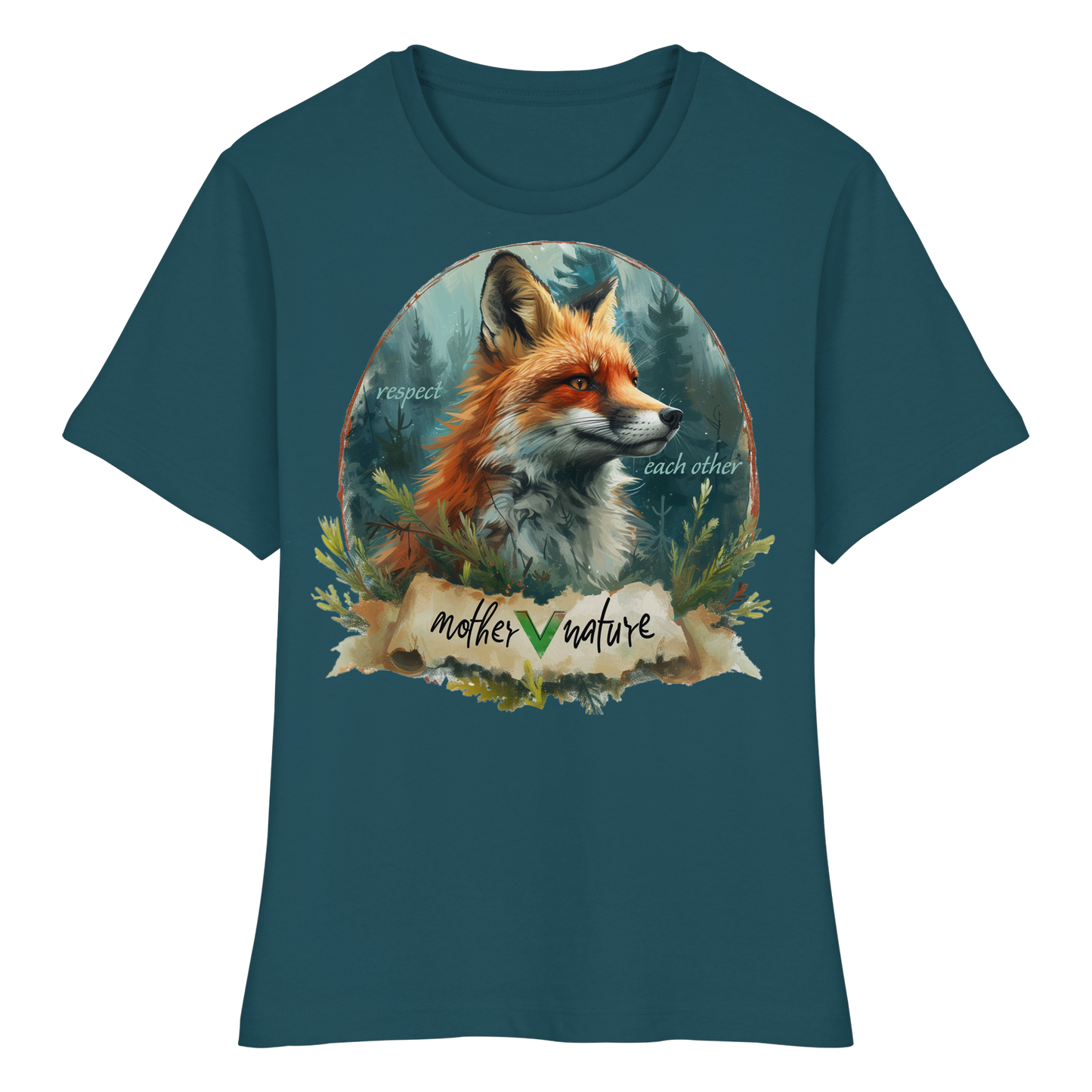 vegwear "respect each other" - eng geschnittenes Damen T-Shirt, bio, vegan