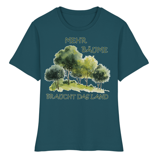 vegwear "mehr Bäume braucht das Land" - eng geschnittenes Damen Bio T-Shirt, vegan, fair, nachhaltig