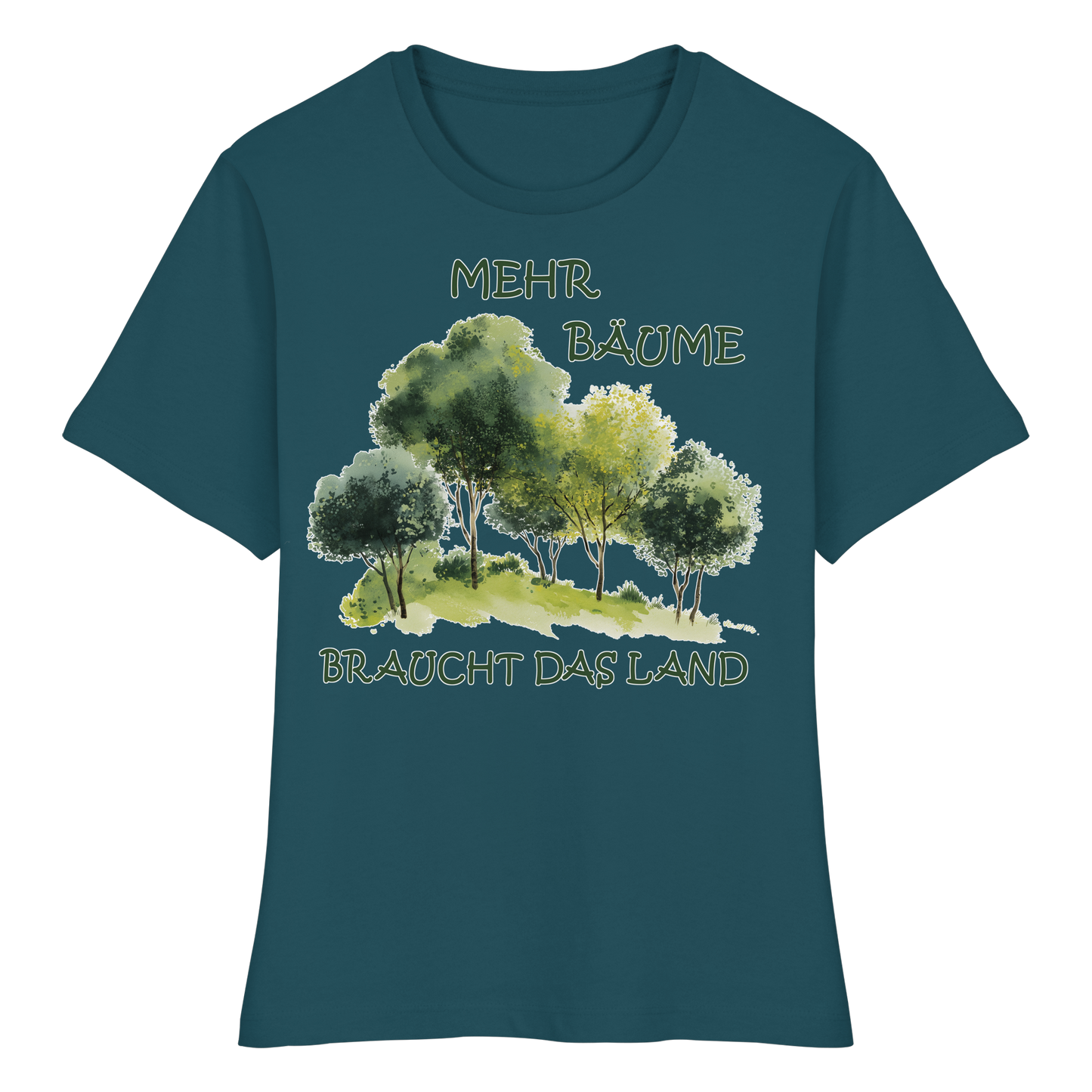 vegwear "mehr Bäume braucht das Land" - eng geschnittenes Damen Bio T-Shirt, vegan, fair, nachhaltig