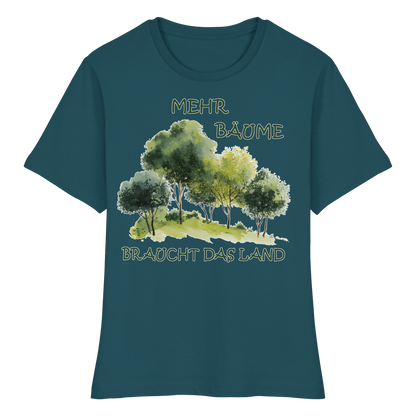vegwear "mehr Bäume braucht das Land" - eng geschnittenes Damen Bio T-Shirt, vegan, fair, nachhaltig