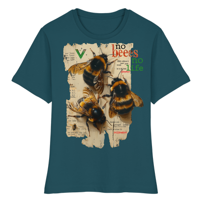 vegwear "no bees no life" - eng geschnittenes Damen T-Shirt, bio, vegan